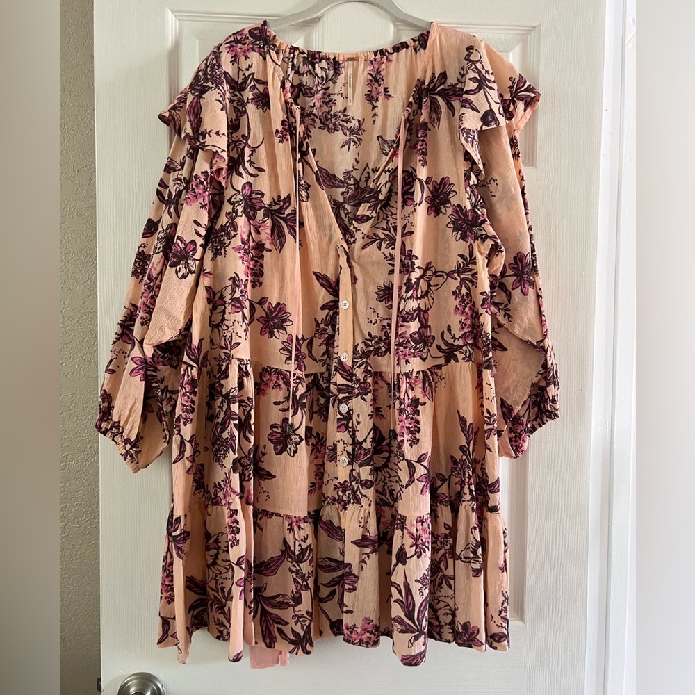 Free People Flowered Ruffled Dress in Large